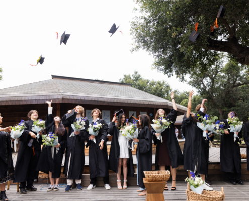 High School Graduates throw their caps